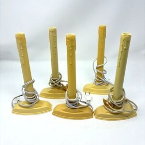 5 VTG Holiday Christmas Window Candle Candlestick Electric Plastic Wax Drip NOMA
